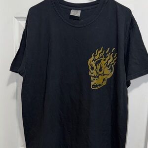 Black T-Shirt with Gold Skull Design